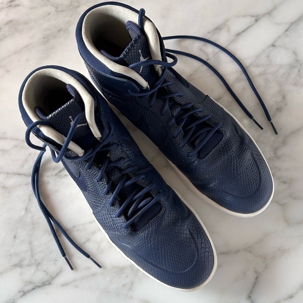 Nike Mens 11.5 Air Jordan 1 High Nouveau Navy Snakeskin 819176-407 2016 Sneakers - Picture 5 of 16